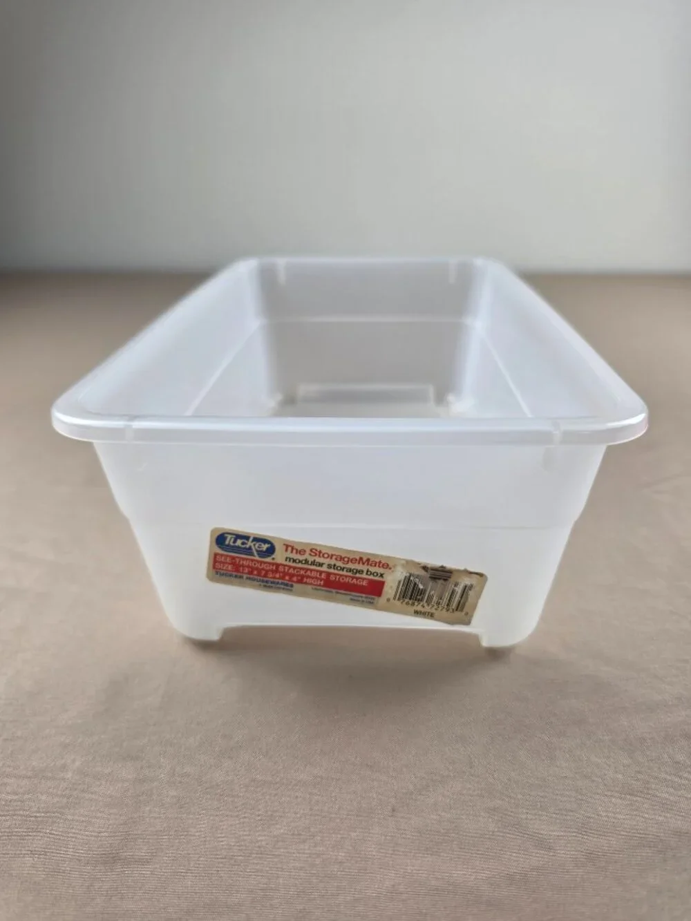 Vtg Plastic Container Storage Shoe Box Size Tucker Brand Pinkish Red Snap On Lid